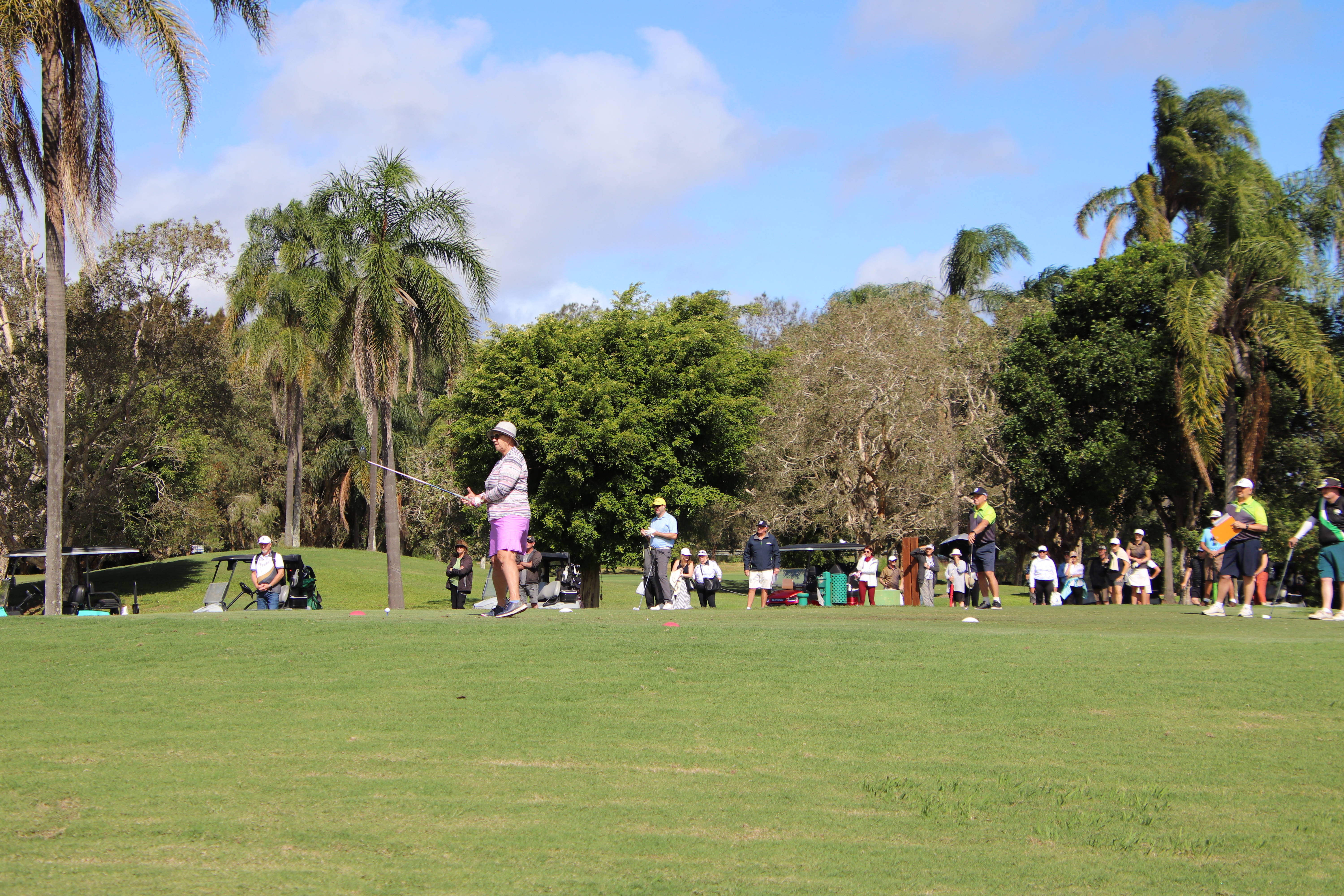 Jenny Delaney of Singleton Golf Club Tees off in the 2025 Handiskins National Championship FInal